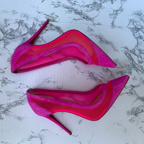 ❌SOLD❌Christian Louboutin Galativi Neon Suede Mesh - Picture 5 of 13